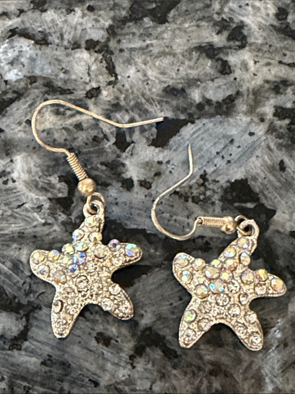 Crystal Starfish Iridescent Silvertone Necklace & Earrings Coastal Glam - Picture 6 of 6